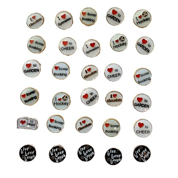 Lot 24+ Floating Locket Jewelry Charms I ❤️ Hobbies, Activities, Sports NEW - Picture 2 of 6